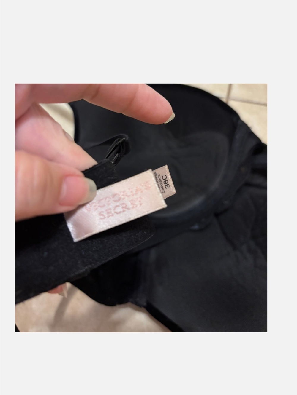 Victoria's Secret Y2K True Vintage 2001 Black Velour & Lace Push-Up Bra 36C - Picture 5 of 5